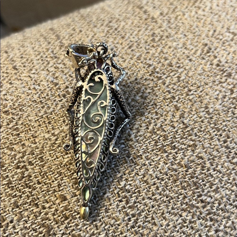 Barbara Bixby 14K/Sterling Silver Grasshopper Pendant/Enhancer - Picture 2 of 3